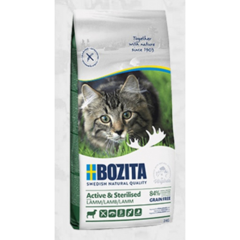 Bozita (Se) Bozita Grain Free Active & Sterilized Lamb, 2kg - bezgraudu sausā barība ar jēru aktīviem sterilizētiem kaķiem