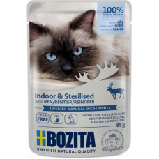 Bozita (Se) Bozita Indoor&Sterilized Reindeer Gelly, 85g - bezgraudu gaļas gabaliņi ar ziemeļbriedi želejā sterilizētiem un mājas kaķiem