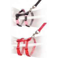 Duvo Plus (Be) Duvo Plus Cat Harness Dots - krūšu siksna ar pavadu kaķiem, ar rakstu