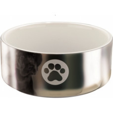 Trixie Bļoda dzīvniekiem, keramika : Trixie Ceramic bowl with motif, 0.3 l/ø 12 cm, silver/white
