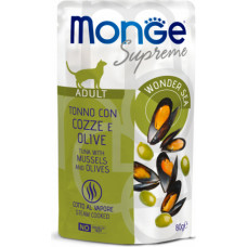 Monge Supreme pouches Tuna with mussels&olives Adult 80g - konservi kaķiem