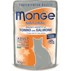 Monge Natural pouches Tuna in Jelly with Salmon 80g - konservi kaķiem