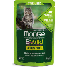 Monge BWILD pouches Cat Sterilised Wild Boar with vegetable 85g  - konservi kaķiem