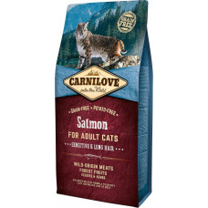 Carnilove Salmon Adult Cat Sensitive & Long Hair 6 kg barība kaķiem